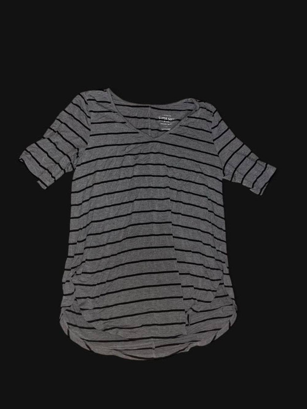torrid Gray and Black Striped Short Sleeve Tee